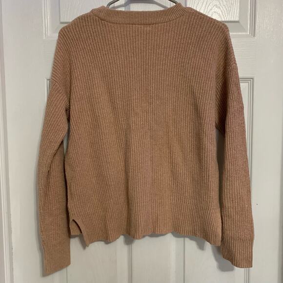 Madewell ribbed knit tan patch pocket pullover sweater - Picture 4 of 7